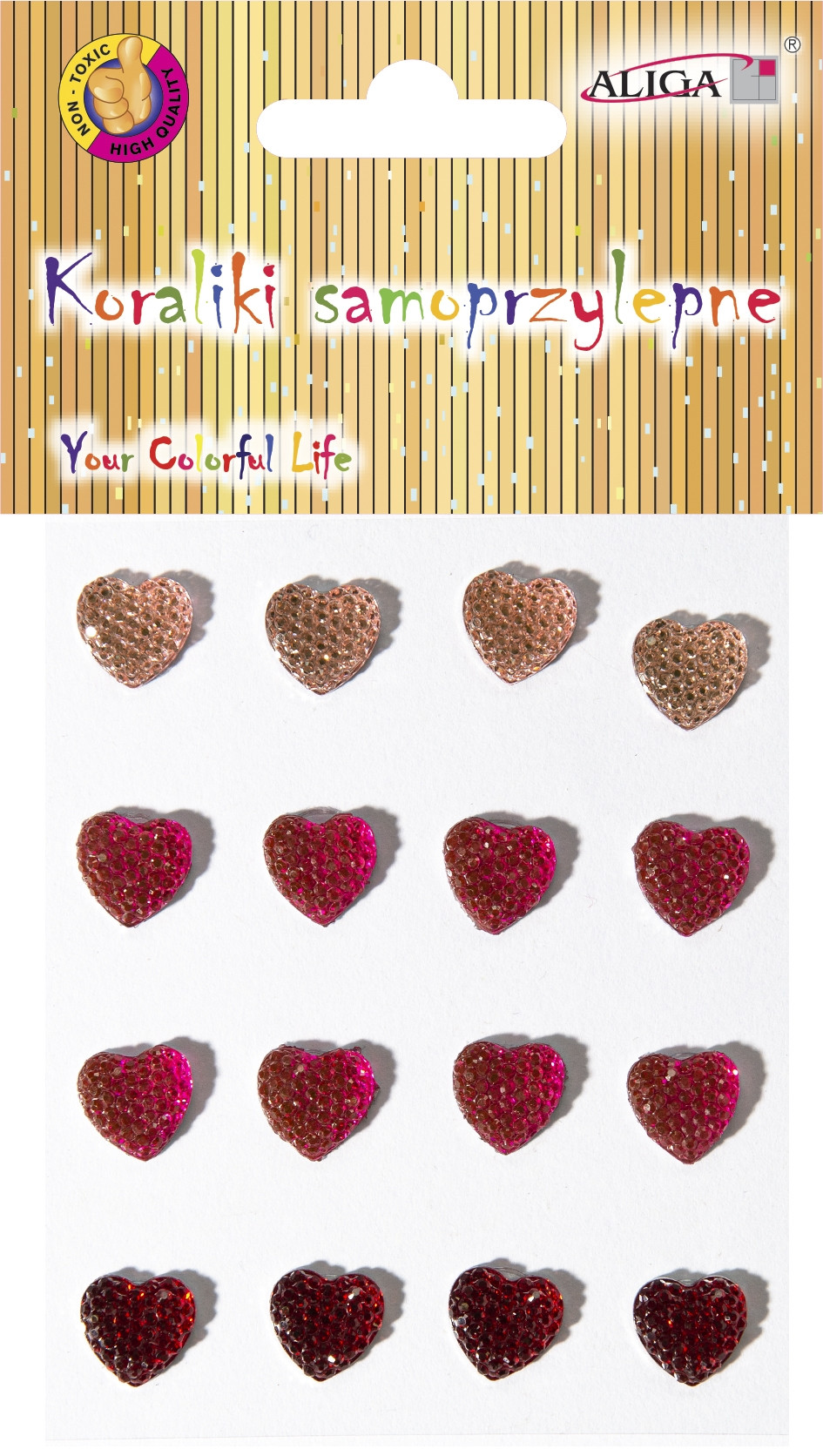 Kryształki JET-2411 samoprzylepne serca 12mm Aliga